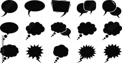 dialogue box silhouette vector set