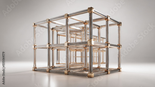 Wooden scaffolding 3D render
