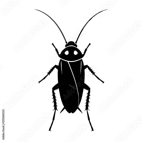 Black Cockroach Vector Icon - Creepy Crawly Insect Graphic