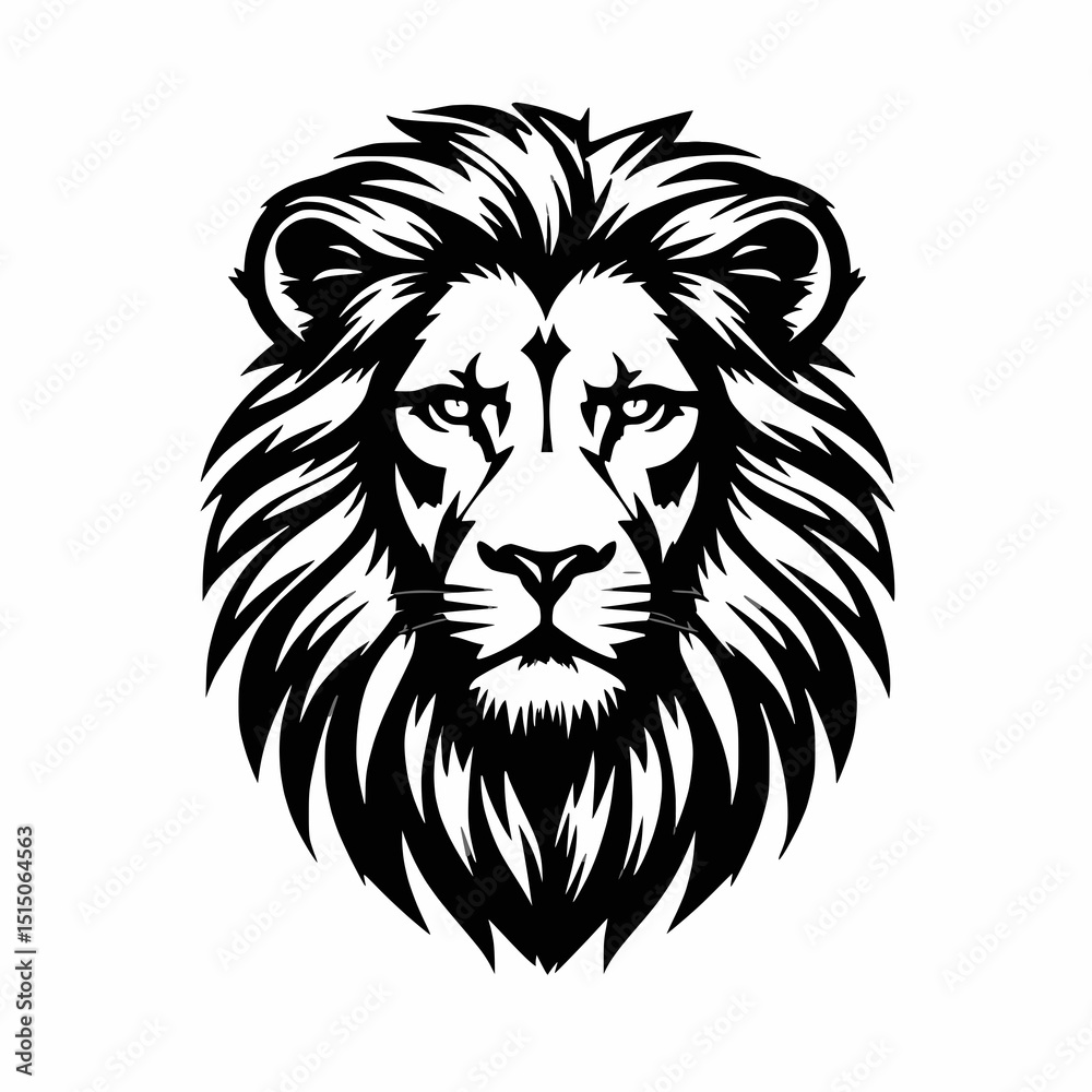 Obraz premium Minimalist and Clean Lion Head Outline, Ideal for Simple Branding
