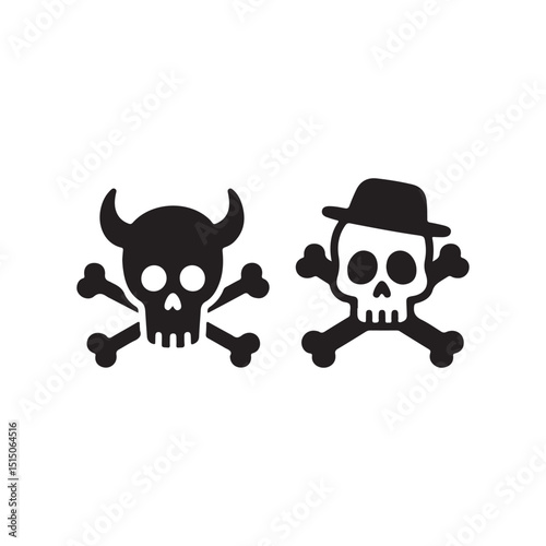 skull and crossbones icon silhouette 
