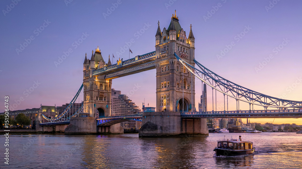 Obraz premium Tower Bridge at Dusk, London, UK: A Majestic Skyline View