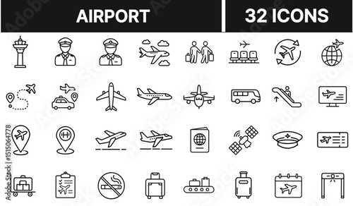 Airport Icon Representing Air Travel, Terminal Building, Flight Departure, Airplane Transportation, and Global Transit Hub