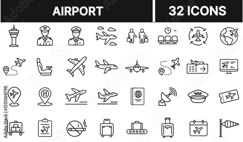 Airport Icon Representing Air Travel, Terminal Building, Flight Departure, Airplane Transportation, and Global Transit Hub