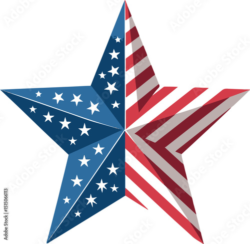 American Flag Star Shape Patriotic Theme Vector Art