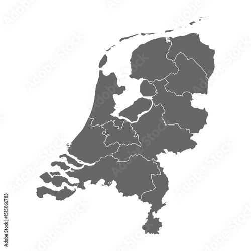 Administrative Grey Map European Provinces Netherlands