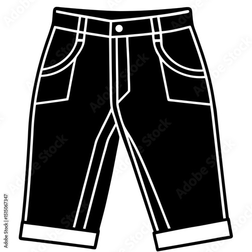 Folded Jeans Vector on White Background