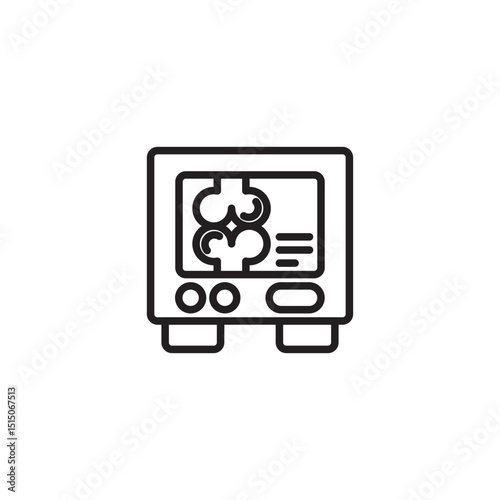 An outline icon showing an X-ray image of a ribcage on a screen, with controls below. This represents medical imaging, diagnostics, or bone health.