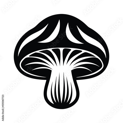 Black and White Mushrooms, Simple silhouette vector 