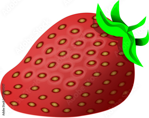 Fresh and juicy strawberry with green leaves