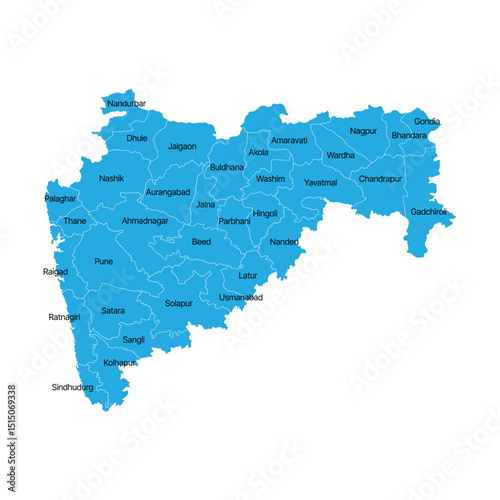 Maharashtra Blue Map White Background