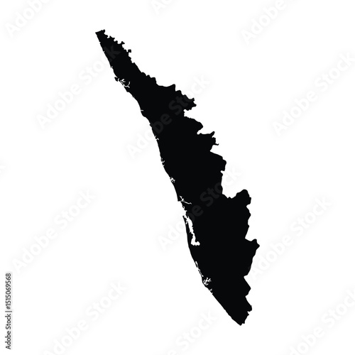Kerala Black Map White Background