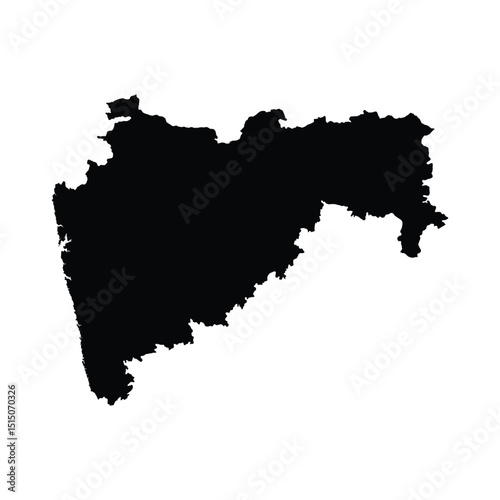Maharashtra Black Map White Background