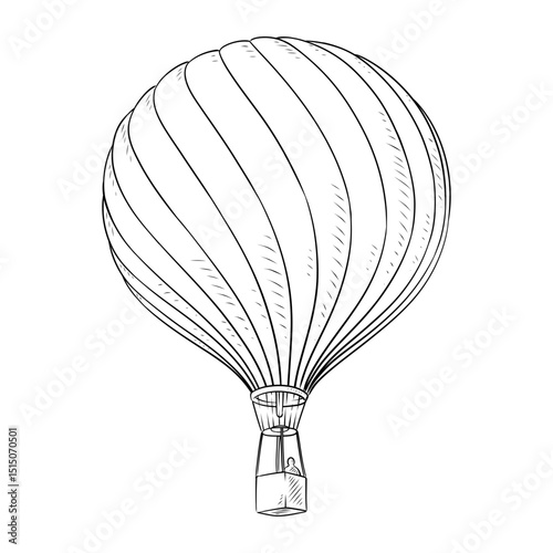 air balloon line art drawing illustration