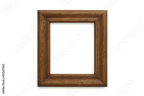 Elegant Dark Brown Wooden Picture Frame Isolated on White Background