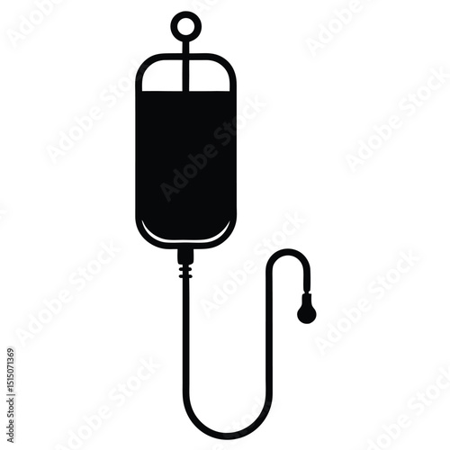 Intravenous medication icon, IV bottle and tube, Hospital fluid drip vector, Medical treatment setup, Patient infusion device, Clinic health care tool


