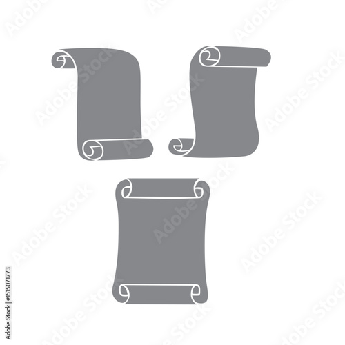 set of blank paper scroll. ancient document symbol.