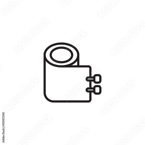 An outline icon depicting a roll of tape or bandage with two circular fasteners, suggesting medical taping, injury support, or first aid.