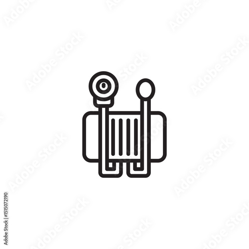 An outline icon of a medical device with two handles and a coiled element, possibly representing a muscle stimulator, rehabilitation equipment, or a therapeutic tool.
