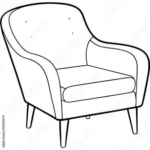 Illustration of a comfortable armchair isolated on white background