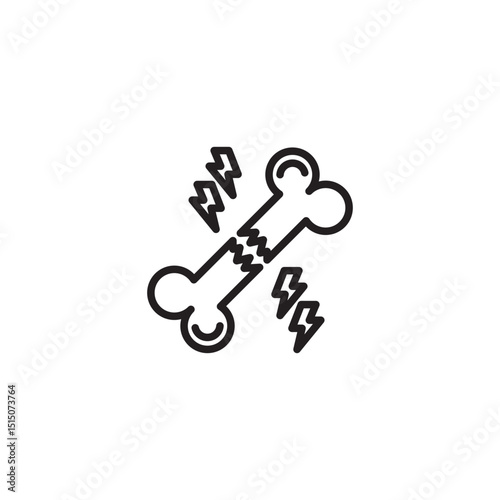 An outline icon of a broken bone with lightning bolts on either side, signifying a fracture, injury, or severe bone pain.