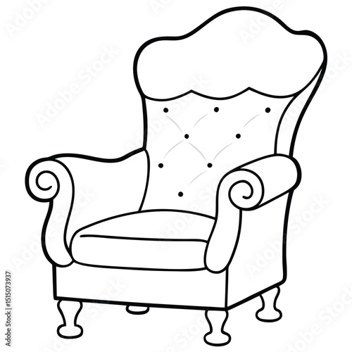Illustration of a comfortable armchair isolated on white background