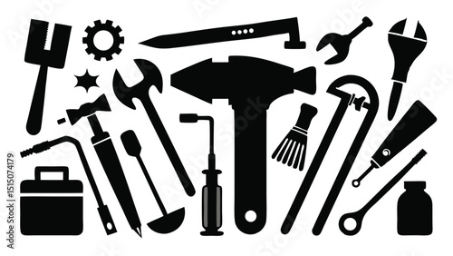 set of gardening tools vector