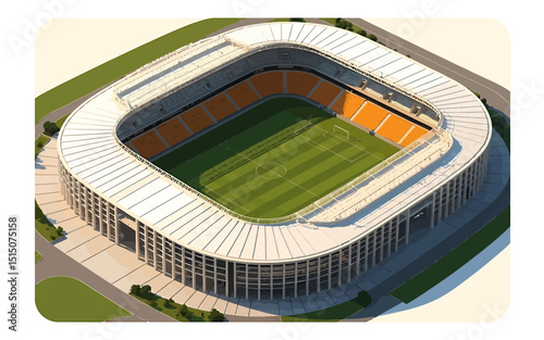 Aerial View of a Modern Sports Stadium Architectural Design and Construction