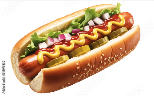 Classic Hot Dog A Culinary Delight with Mustard, Ketchup, and Relish