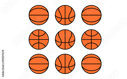 Nine Basketball Designs A Grid of Vector Illustrations