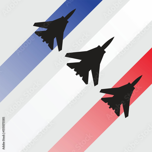 Fighter planes France flag vector illustration