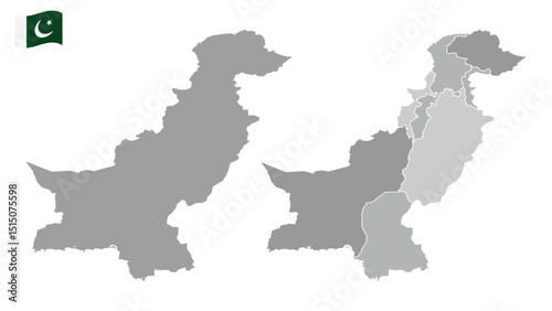Greyscale vector map Pakistan country design