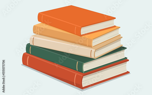 Colorful Stack of Five Books A Vibrant Collection of Knowledge