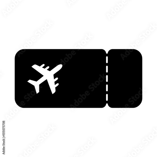 Simple Black Airplane Ticket Silhouette Vector Illustration