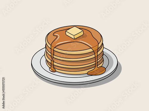 Delicious Stack of Golden Brown Pancakes with Syrup and Butter