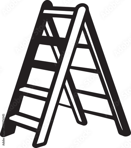 Ladder Line Drawing Minimalist Black and White Vector