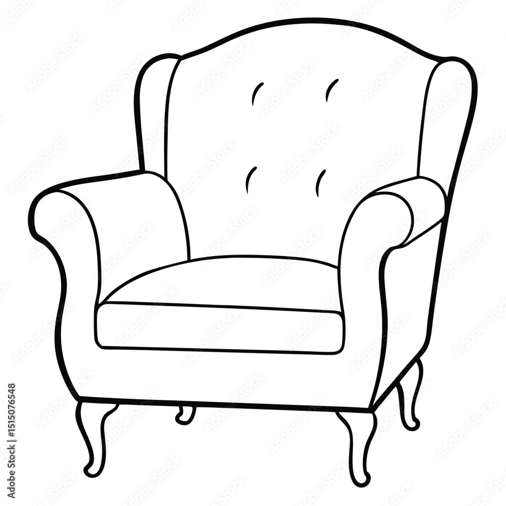 Illustration of a classic armchair isolated on transparent background Illustration of a classic armchair isolated on transparent background