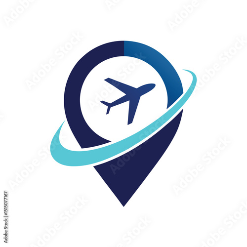 Travel Location Pin Logo – Airplane Flight Route Icon Design