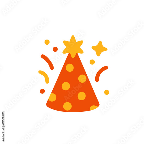 Fathers Day celebration with a festive red and yellow party hat adds cheer and color to the occasion. Perfect for Fathers Day greeting cards and party invitations.