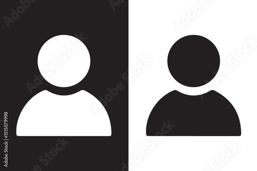 User icon silhouette vector illustration, Two-tone version on black and white background 