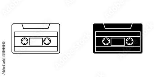 Audio cassette tape set Icon Symbol isolated white background. vector illustration. color editable.