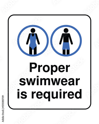 Download Proper Swimwear Required Sign - High-Quality Stock Image for Pool and Beach Compliance
