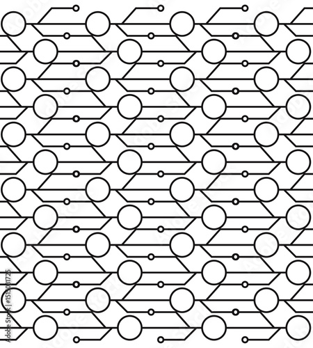Abstract Geometric Black and White technology Circular Network Connections pettern design