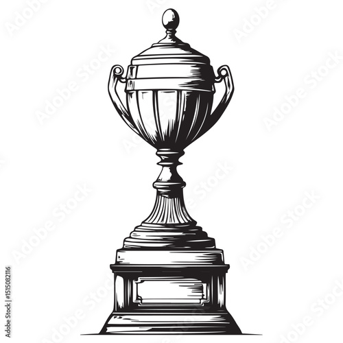 Champion Cup Silhouette Vector Icon for Victory Celebrations, Athletic Achievements, and Competition Graphics