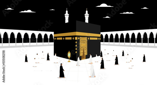 The Kaaba in Mecca: A Modern Graphic Illustration