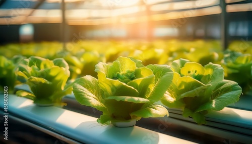 Lettuce growing in a hydroponic farm, the concept of organic vegan food. diet