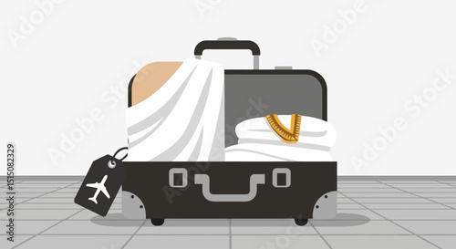 Hajj Pilgrimage Suitcase Illustration