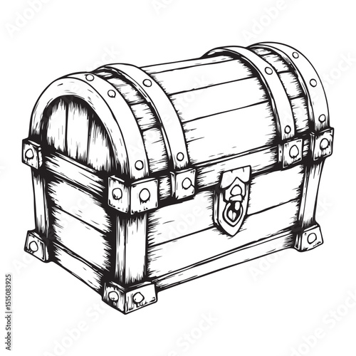 Vintage Treasure Chest Silhouette Classic Pirate Loot Vector for Game Design, Adventure Logos, and Nautical Decor Elements