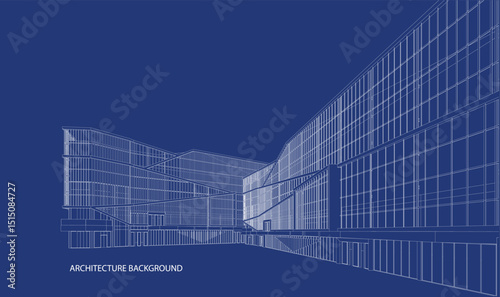 3d wireframe of building. sketch design.Vector