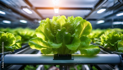 Lettuce growing in a hydroponic farm, the concept of organic vegan food. lettuce